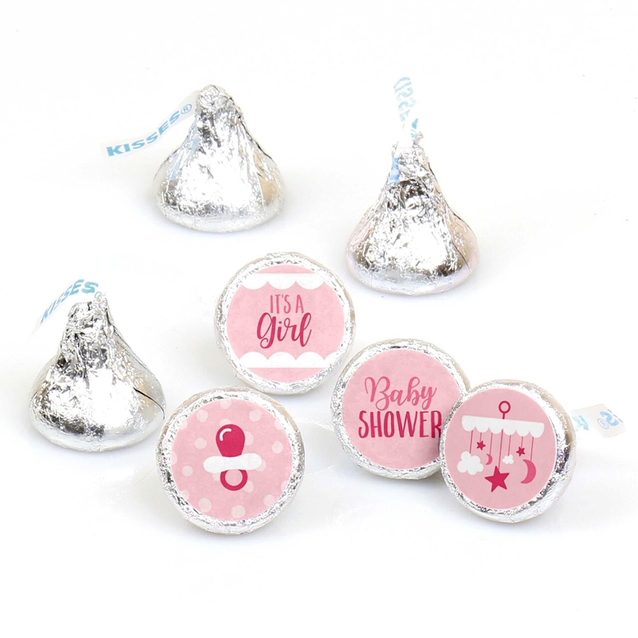 Big Dot of Happiness It's a Girl - Pink Baby Shower Round Candy Sticker Favors - Labels Fits Chocolate Candy (1 sheet of 108)
